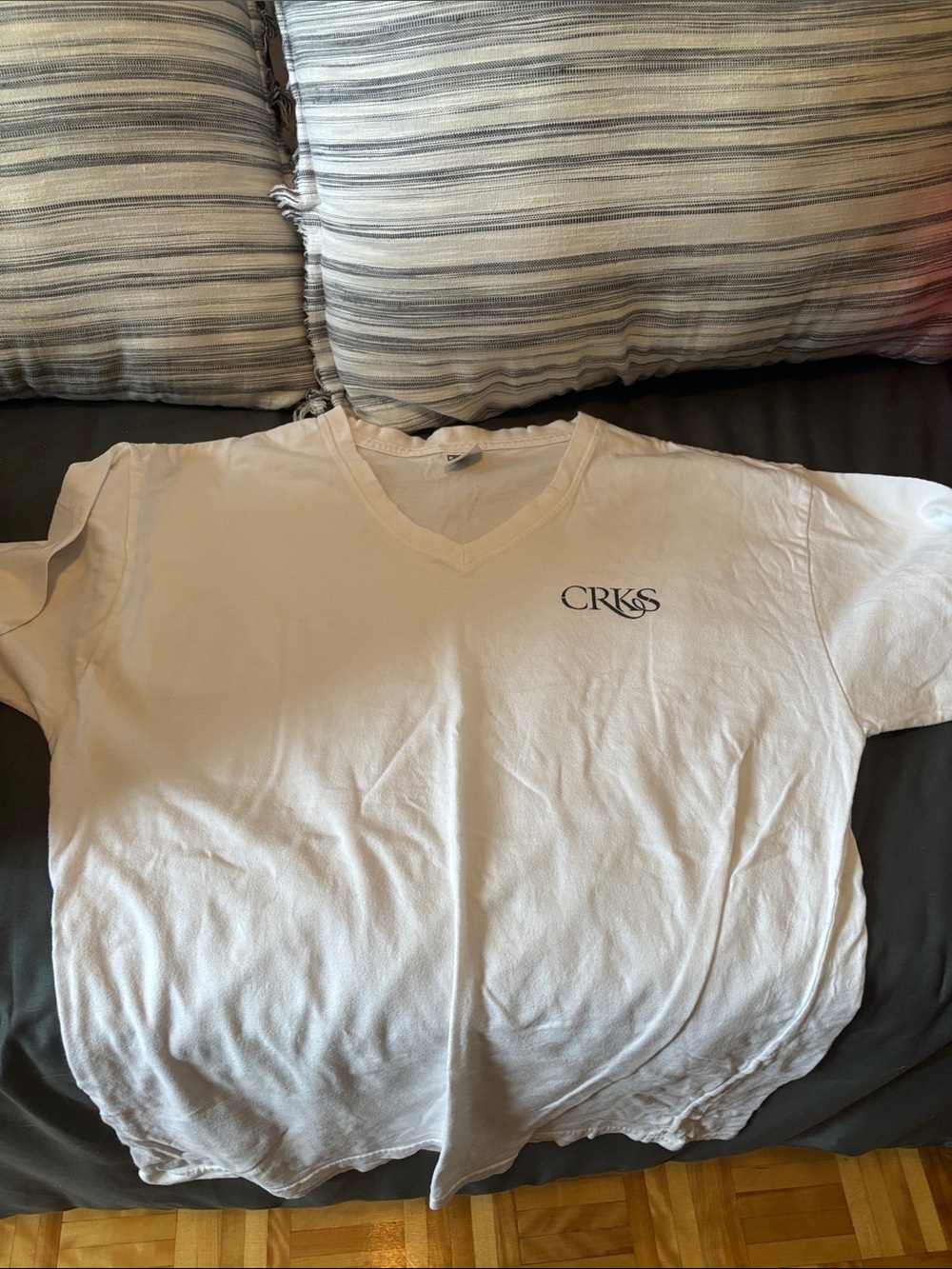 Crooks & Castles White V‑Neck Logo Tee